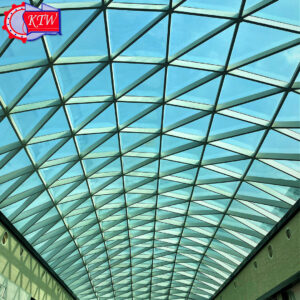 Gray Metal Structure Roof Of Modern Shopping Mall or Showroom