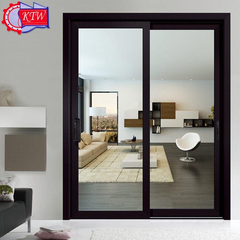 Two Panels Black Aluminum Sliding Door With Glass - Kuwait Techno Works